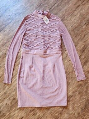 guess studded ruched sheath dress GUESS Black Ruched Hand-Studded Long Sleeve Knee-Length Sheath Dress NWT  Size 6